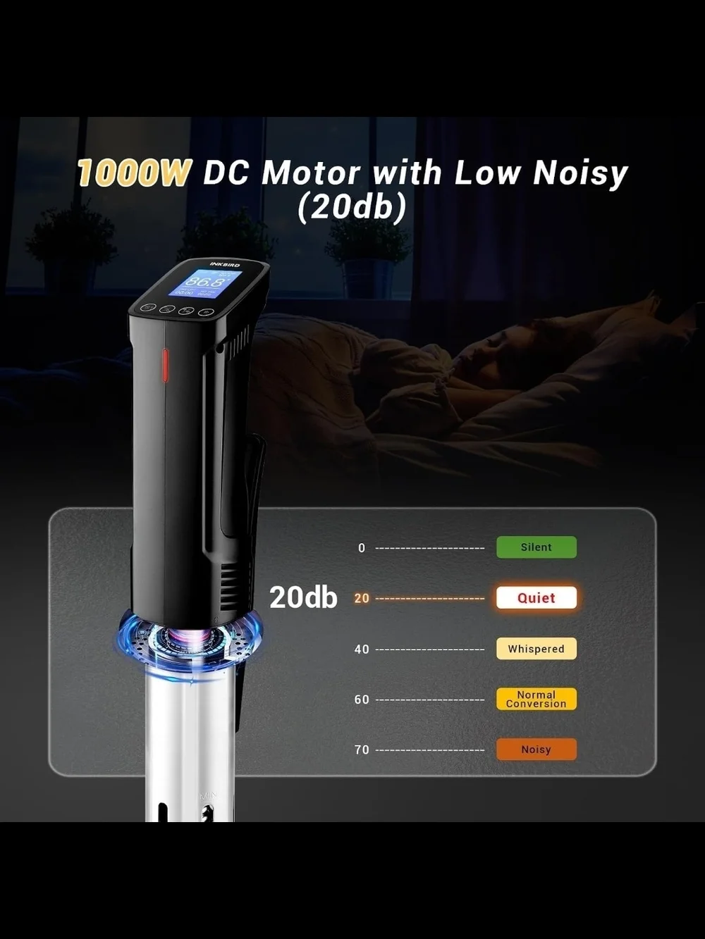 NKBIRD WIFI Sous Vide Cooker ISV-100W, 1000 Watts Fast-Heating with Timer OPEN